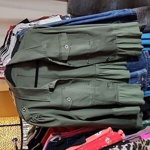 Torrid Olive Green Ruffle Hem Utility Jacket